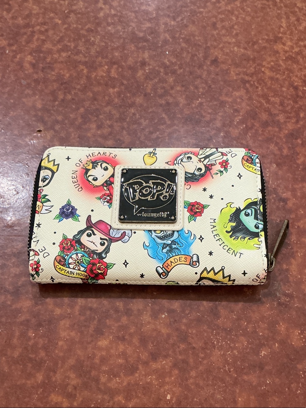 Loungefly Cream Disney Villains Pop! Zip Wallet with Multicolor Art